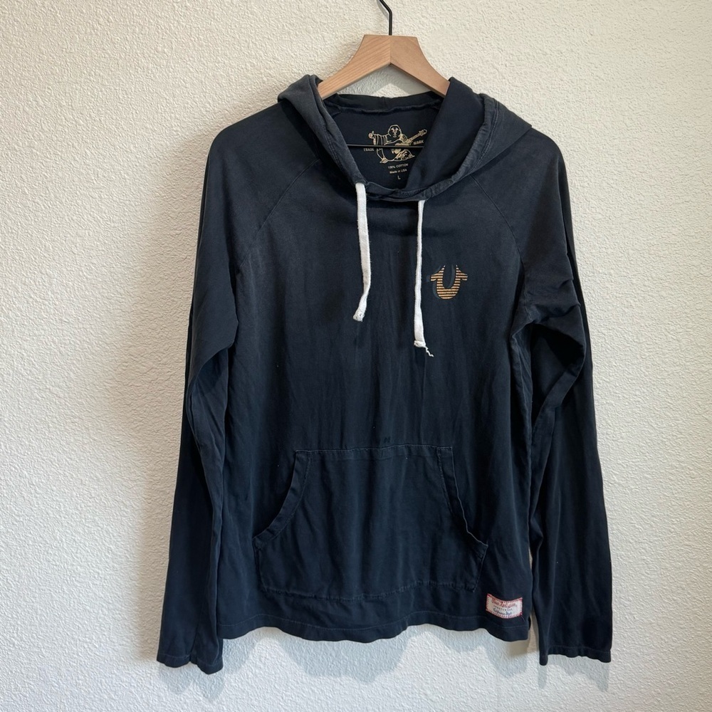 True Religion Mens Large Buddha World Tour Hoodie Black‎ Grey Casual Streetwear